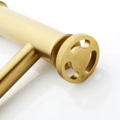 Wheel Handle Deck Mounted Bathroom Sink Faucet Brushed Gold RB1127 -Cheap RBrohant Store RB1127 6