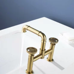Centerset Bridge Bathroom Sink Faucet Brass Two Handle RB1132 -Cheap RBrohant Store RB1132 7