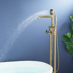 Industrial Style Freestanding Bathtub Faucet Floor Mounted Tub Filler 2 Wheel Knobs RB1142 13 Industrial Style Freestanding Bathtub Faucet Floor Mounted Tub Filler 2 Wheel Knobs RB1142 -Cheap RBrohant Store RB1142 5