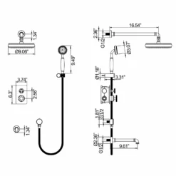 Bathroom Luxury Rain Mixer Combo Set Wall Mount Rainfall Shower System RB1152 -Cheap RBrohant Store RB1152 10