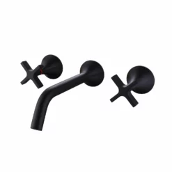 Wall Mount Brass Basin Mixer 2 Cross Handle Bathroom Sink Faucet RB1170