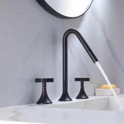 Matte Black Widespread Bathroom Sink Faucet 2 Cross Handle Lavatory Vanity Faucet RB1172 -Cheap RBrohant Store RB1172 3