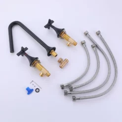 Matte Black Widespread Bathroom Sink Faucet 2 Cross Handle Lavatory Vanity Faucet RB1172 -Cheap RBrohant Store RB1172 6