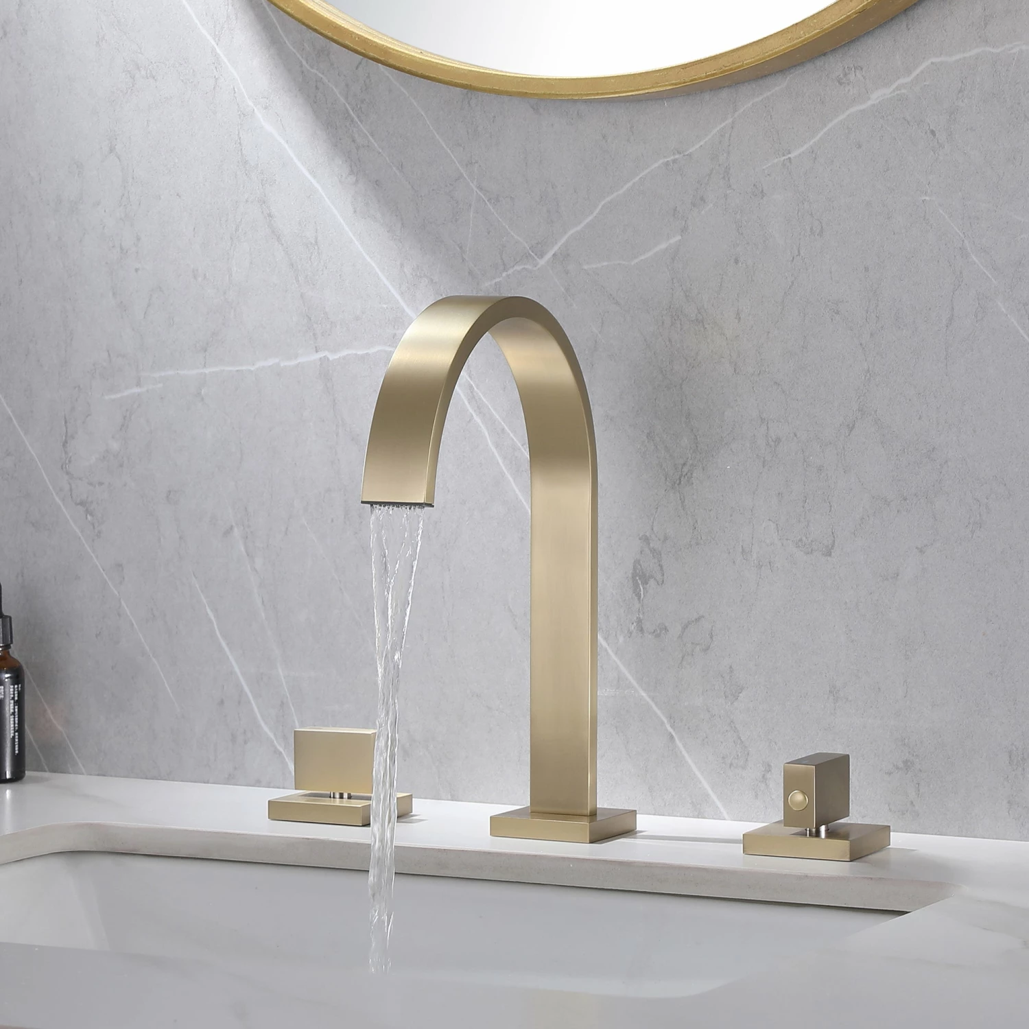 Two Handle Widespread Bathroom Sink Faucet Brushed Gold RB1189 3 Two Handle Widespread Bathroom Sink Faucet Brushed Gold RB1189 - Image 3